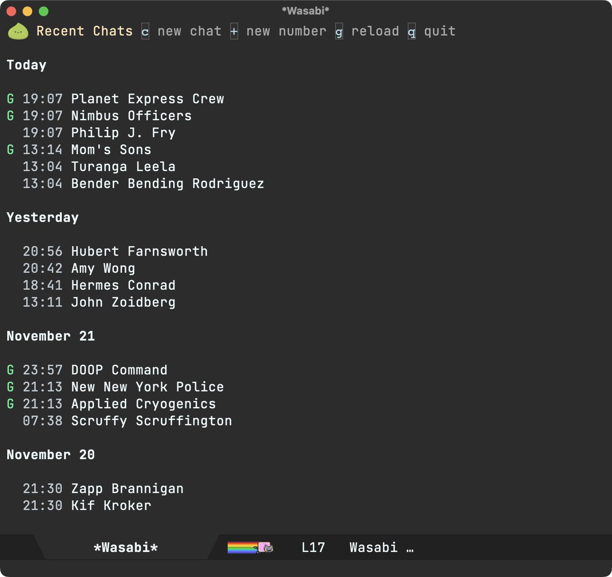 xenodium's tweet image. Here it is. Wasabi&apos;s first (early) release

A native Emacs interface for WhatsApp messaging

xenodium.com/whatsapp-from-…

#whatsapp #oss #foss #macos #linux #neovim #nvim #vim