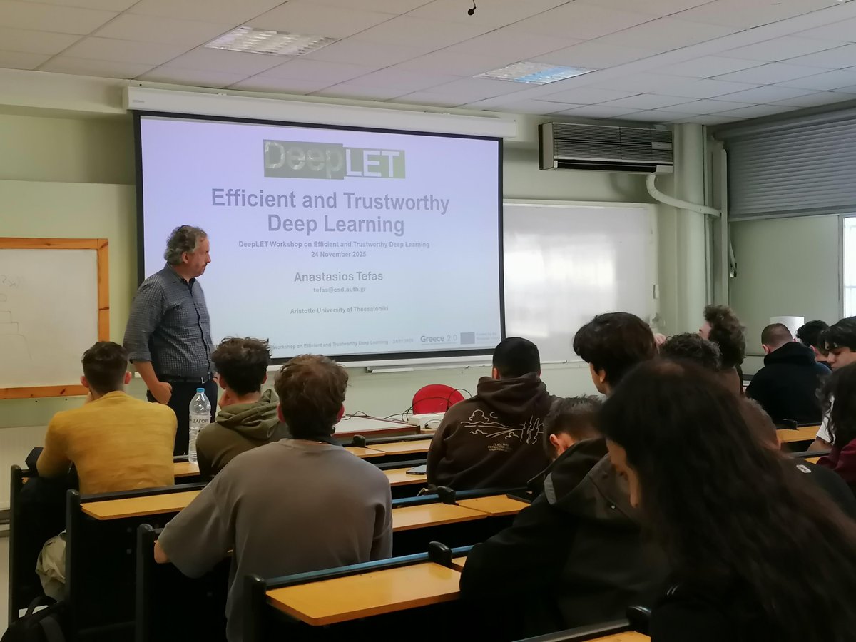 DeepletProject's tweet image. Kicking off the #DeepLET workshop, Prof. Anastasios Tefas, coordinator of the project is presenting an introduction of the today&apos;s workshop presentations!

𝘐𝘮𝘱𝘭𝘦𝘮𝘦𝘯𝘵𝘢𝘵𝘪𝘰𝘯 𝘣𝘰𝘥𝘺: 𝘏𝘍𝘙𝘐 - 𝘗𝘳𝘰𝘫𝘦𝘤𝘵 𝘯𝘶𝘮𝘣𝘦𝘳: 16762

#hfri #eu #elidek #nextgenerationeu