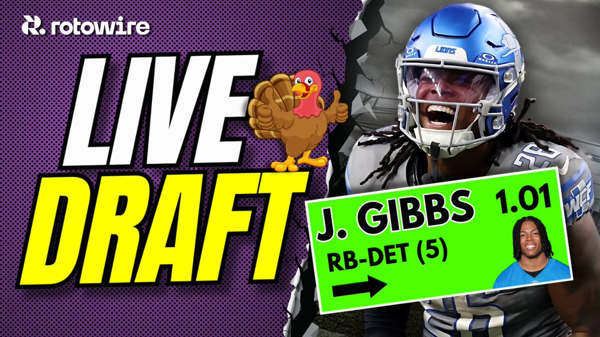 🍗Live Thanksgiving Slate Draft! (Real Money)

📺Monday Nov 24th at 12N ET
youtube.com/live/f7Qqcobcy…

Drafters: <a href="/footballdiehard/">Bob Harris</a> <a href="/DaveKluge/">Dave Kluge</a> <a href="/daltondeldon/">Dalton Del Don</a>  <a href="/DrakeFantasy/">Brian Drake</a> <a href="/JBFantasySports/">Joe Bartel</a> <a href="/TheOGfantasy/">Theo Gremminger</a> <a href="/SmolaDS/">Jared Smola</a>
