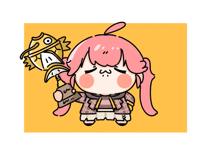 #みこちと金コイ伝説 #miko_Art みこちとたいやきんおめでとう 長い間お疲れ様でした