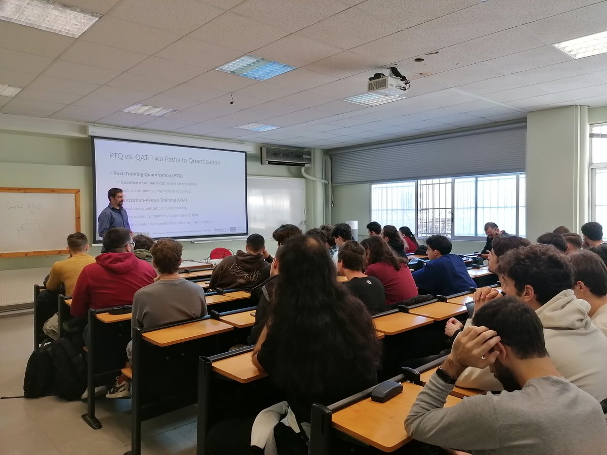 DeepletProject's tweet image. Assistant Professor &amp;amp; DeepLET researcher Nikolaos Passalis, is now presenting &quot;𝗘𝗳𝗳𝗶𝗰𝗶𝗲𝗻𝘁 𝗗𝗲𝗲𝗽 𝗟𝗲𝗮𝗿𝗻𝗶𝗻𝗴&quot; as part of the ongoing workshop &quot;Efficient and Trustworthy Deep Learning&quot;!
𝘏𝘍𝘙𝘐-𝘗𝘳𝘰𝘫𝘦𝘤𝘵 𝘯𝘶𝘮𝘣𝘦𝘳: 16762 #hfri #eu #elidek #nextgenerationeu