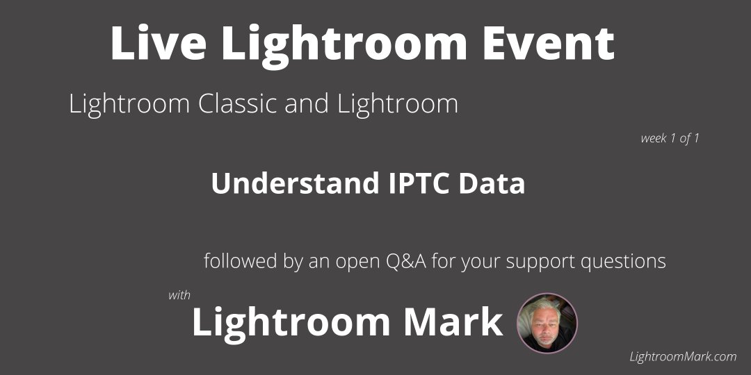 LightroomMark's tweet image. Join us tonight for understanding your IPTC within Lightroom Classic data - lightroommark.com/20251124

#lightoom #support #iptc #skills #classic #lightroomclassic #live