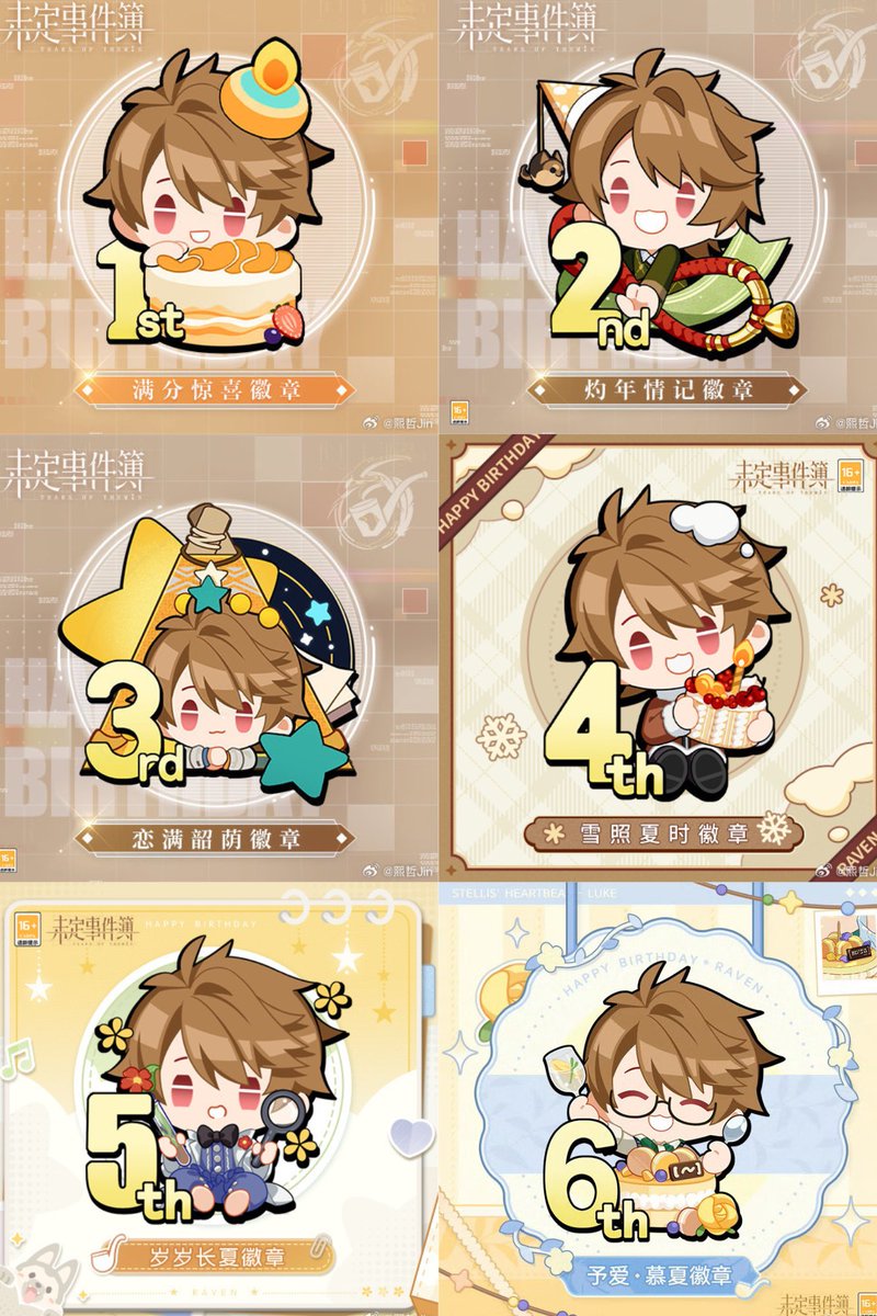 DaiilyLuke's tweet image. all of luke’s birthday chibis!!
#LukePearce #TearsOfThemis #未定事件簿 #夏彦