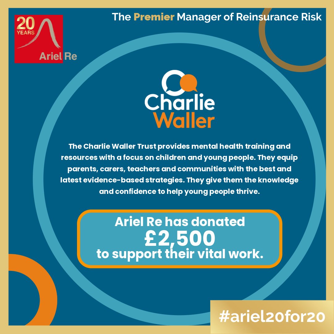 We’re proud to share that we’ve completed another Ariel Re ’20 for 20’ charity initiative! This initiative celebrates our 20th anniversary by supporting 20 charities across Bermuda and London. This time, we donated £2,500 to The Charlie Waller Trust.