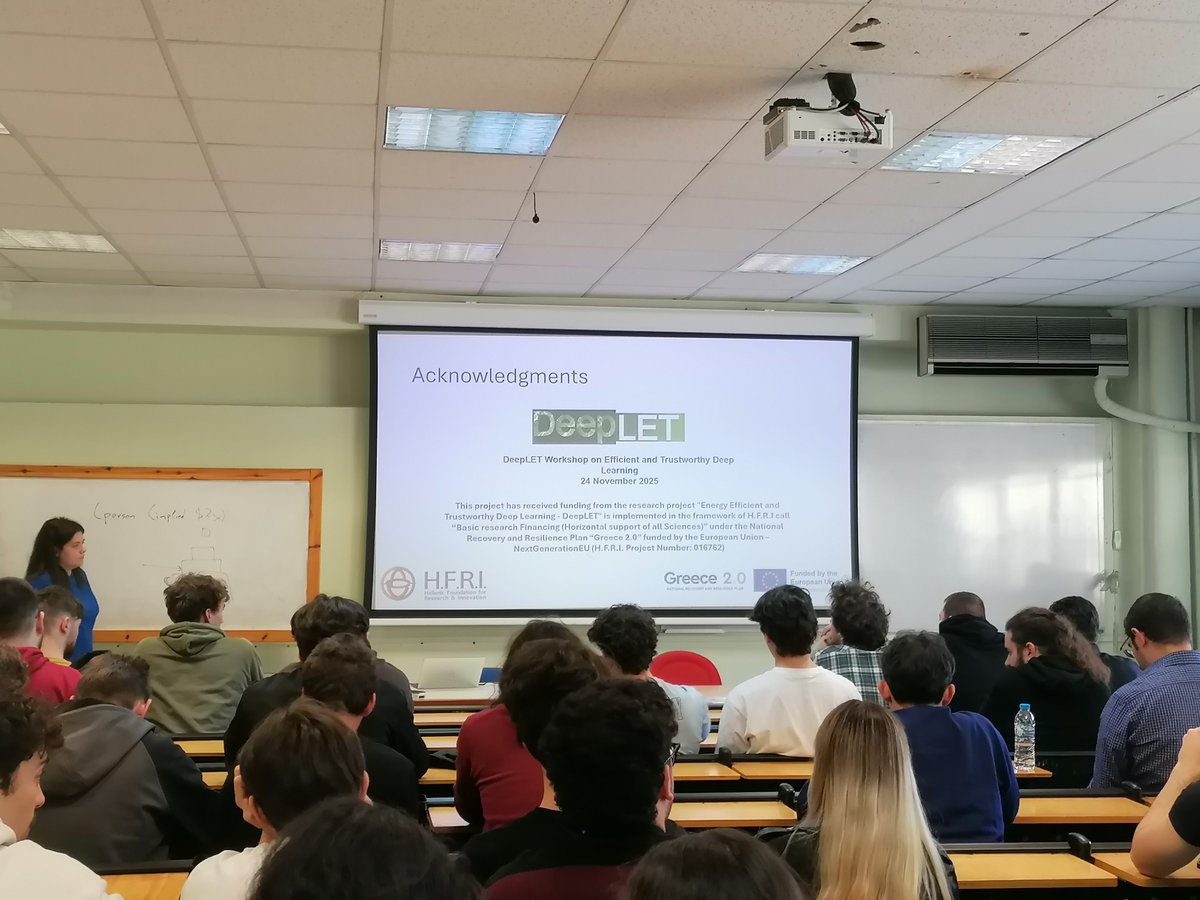 DeepletProject's tweet image. Here is one more interesting presentation in our ongoing workshop by the DeepLET researcher and PhD Student Loukia Avramelou, entitled: Nonnegative Neural Networks !
Implementation by 𝘏𝘍𝘙𝘐-𝘗𝘳𝘰𝘫𝘦𝘤𝘵 𝘯𝘶𝘮𝘣𝘦𝘳: 16762 
#hfri #eu #elidek #nextgenerationeu #greece2_0 #ai