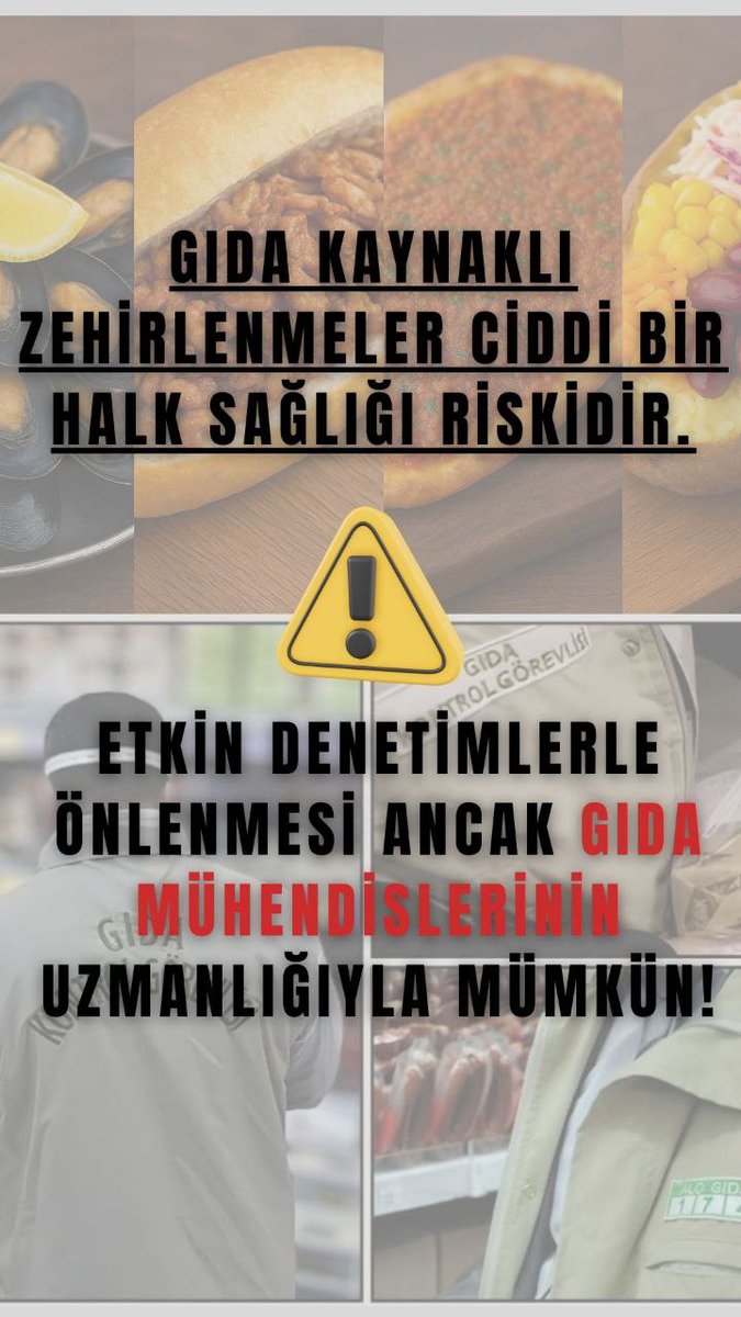 <a href="/serafeddinkilic/">Şerafettin Kılıç</a> Sayın Vekilimiz, <a href="/serafeddinkilic/">Şerafettin Kılıç</a>

Biz GIDA MÜHENDİSLERİ olarak;
✅️ İl/İlçe Tarım ve Orman Müdürlüklerinde yürütülen gıda güvenliği denetimlerinde,
✅️ HACCP uygulama ve denetim süreçlerinde,
✅️ Hijyen eğitimlerinde,
✅️ Gıda ve Kontrol Laboratuvarlarında gerçekleştirilen