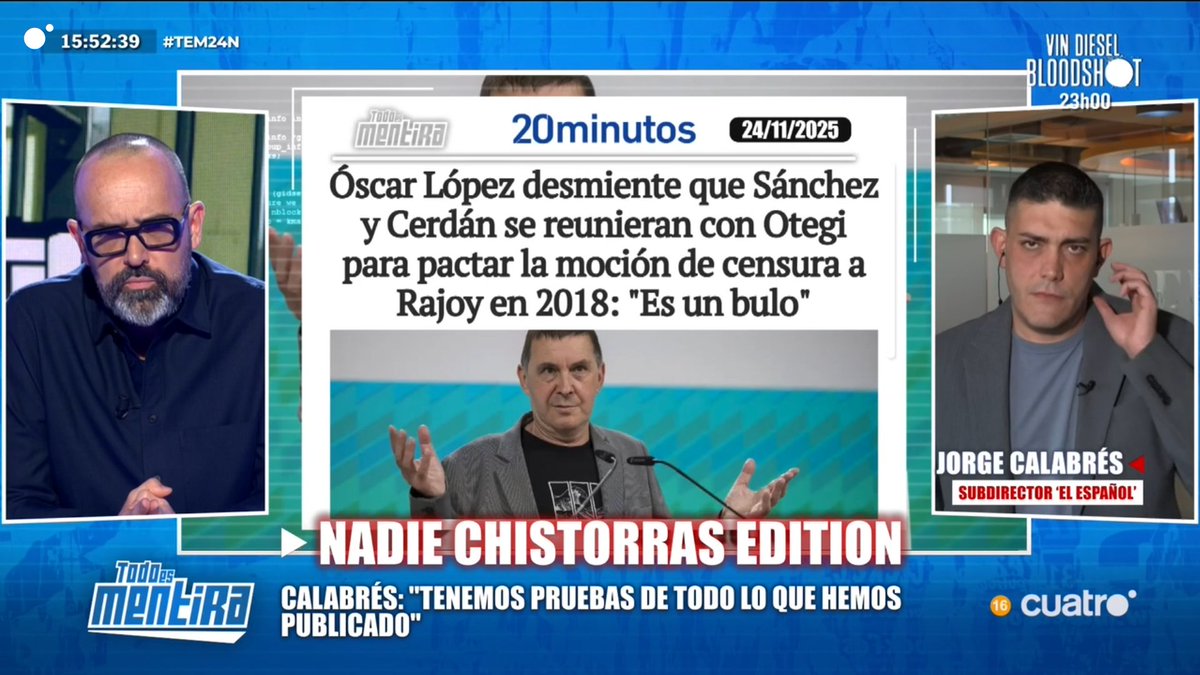 Calabrés: "Tenemos pruebas de todo lo que hemos publicado"

#TEM24N
cuatro.com/en-directo/