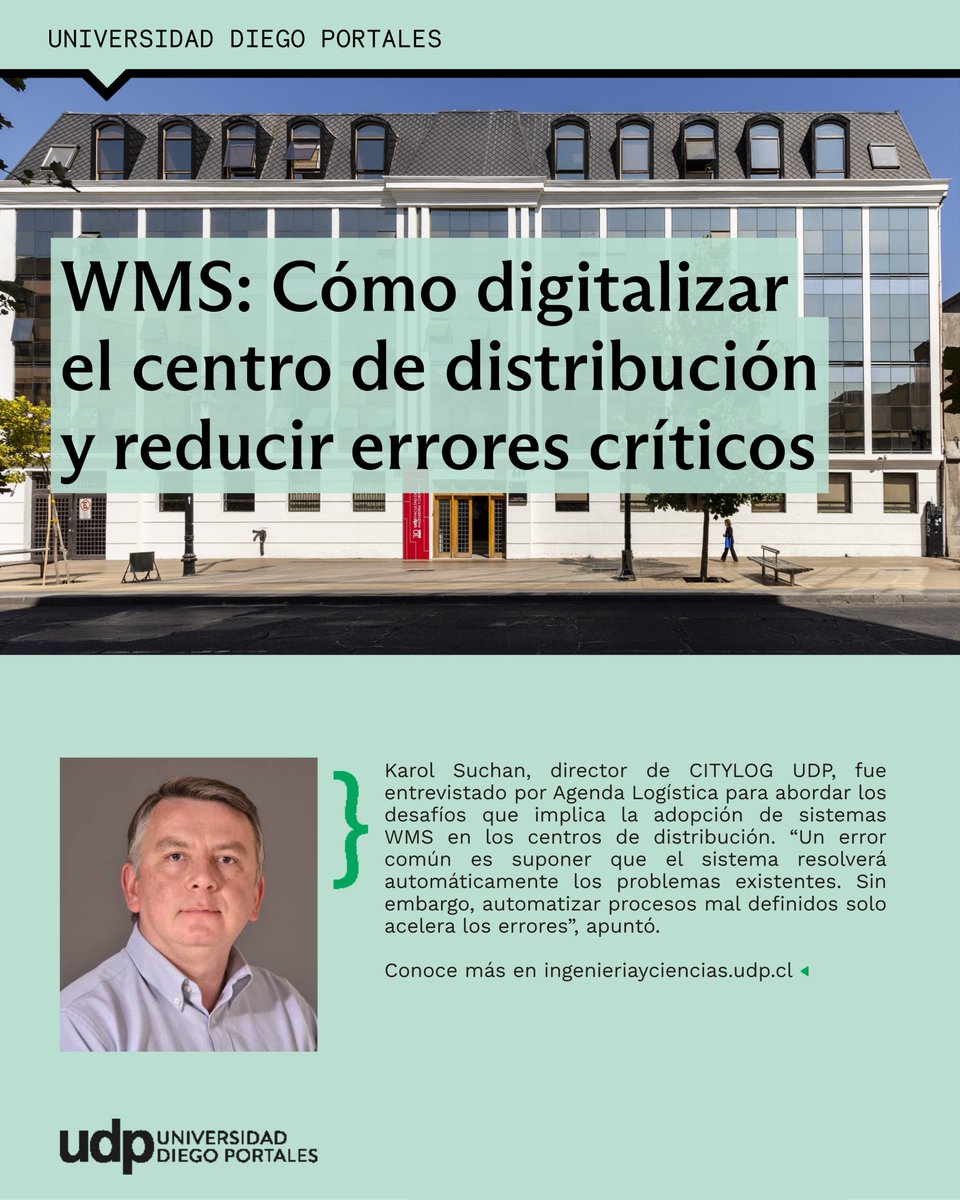 #PrensaFIC 📰 Karol Suchan, director de CITYLOG UDP, fue entrevistado por <a href="/Agendalogistic/">Agenda Logística</a> para abordar los desafíos que implica para los centros de distribución la adopción de sistemas WMS.

📲 Conoce más en agendalogistica.cl/almacenes-digi…