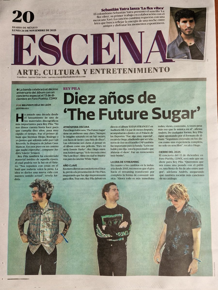 artsandcraftsmx's tweet photo. Hoy en el @ddmexico: @reypila ⚡️

Conoce más sobre su próximo show para celebrar el aniversario de 'The Future Sugar' en el Foro Puebla: https://t.co/iA1TEKyLDI