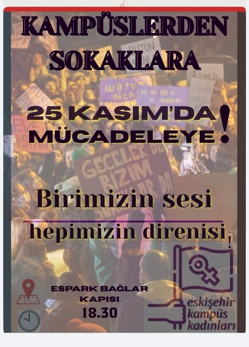 25 Kasım Kadına Şiddete Uluslararası Mücadele Gününde Eskişehir'de olcak eylemler.