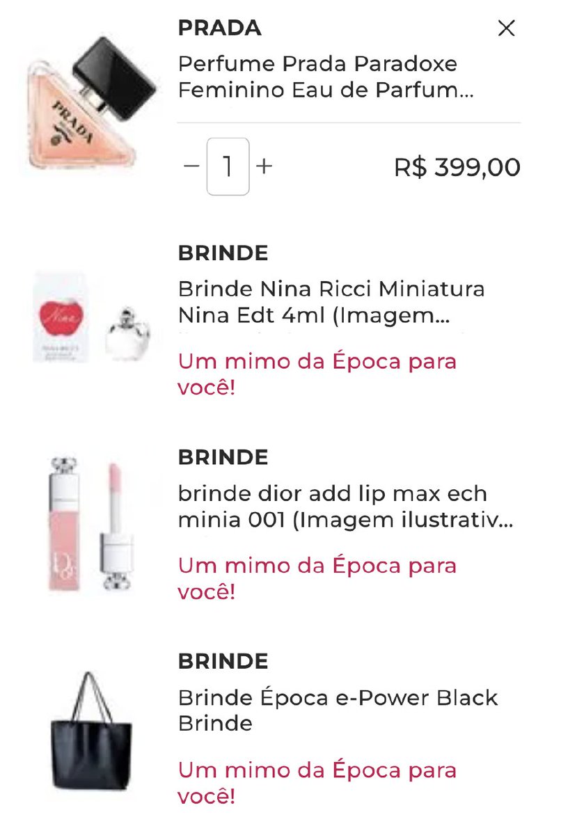 radardepromos's tweet image. Paradoxe de 30ml da Prada com 30% off + 5% off EXTRA no pix + BRINDES 🆘

Por R$399 no pix ‼️

E ainda ganha mini perfume + MINI GLOSS DIOR + bolsa!

promo.cristiane.co/paradoxe-prada