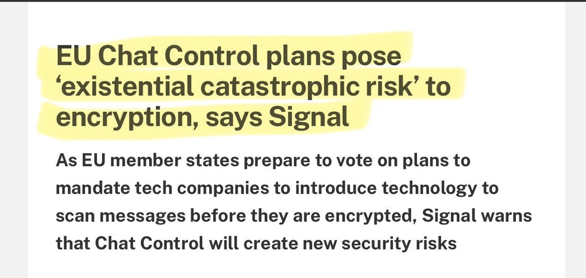 Artemisfornow's tweet image. 🚨 URGENT  - The EU is reportedly planning to pass the controversial “Chat Control” law… in secret, without discussion.

This law could allow authorities &amp;amp; tech companies, to scan your private messages, emails, and chats for “illegal content,” it will erase your digital privacy…