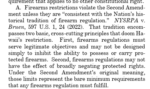 米国は、銃器規制は「保護された武器を所有または携行する能力を単に制限することを目的として設計されてはならない」と主張している。