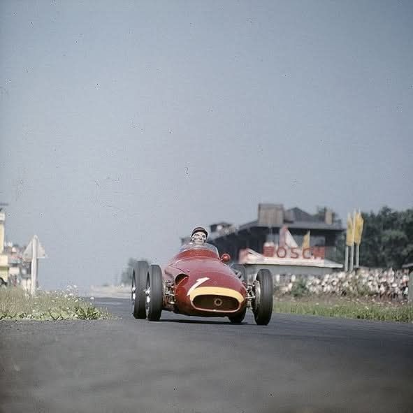 Good night y'all 

Juan Manuel Fangio/Maserati 250F on his way to win the 1957 German Grand Prix,Nürburgring, Nordschleife.

The 22 lap race was won by Juan Manuel Fangio, and is often cited as one of the greatest victories in racing history. 

After the race, Fangio commented,