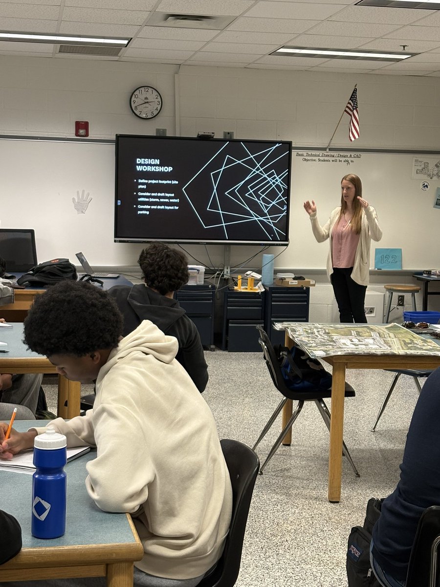 STEMAcademyLHS's tweet photo. Students in the @ACEMentor program enjoyed learning from Civil Engineers today as they worked on their design workshop. Our @LandstownEagles are developing skills to help them be future ready. #thefutureisstem https://t.co/v1A34DEaV0