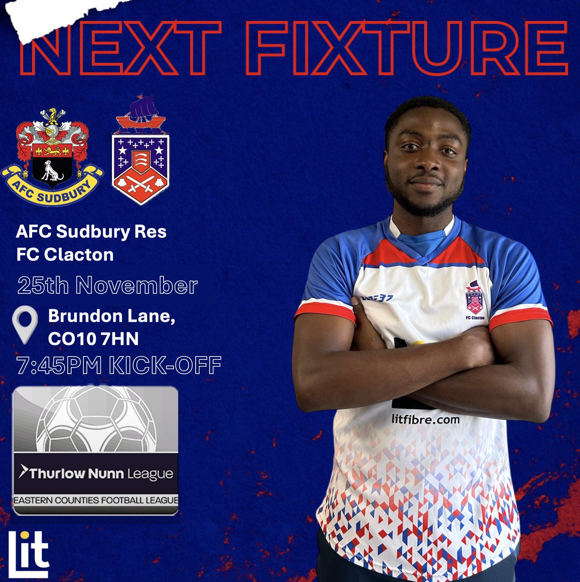 🚨| NEXT FIXTURE!

🆚 AFC Sudbury Res
📍Brundon Lane, CO10 7HN
📅 Tuesday 25th November
⏰ 7:45pm Kick-Off

Come show your support and back the lads!💪💙❤️

#Seasiders #FCC #Clacton #Essex