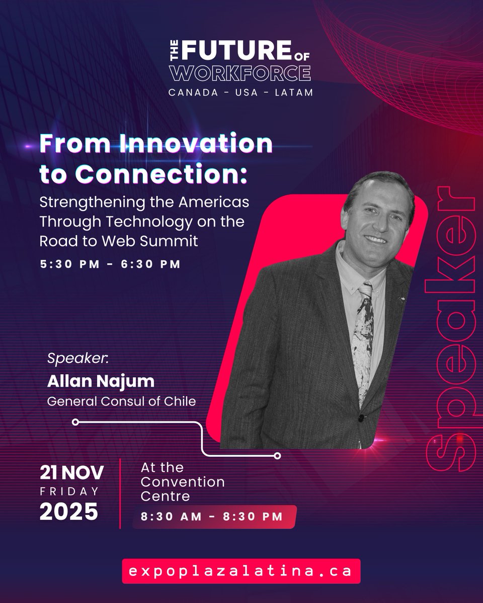 CChileVancouver's tweet photo. π Consul General Allan Najum thanks @LatAmCanada @Latincouver for the opportunity to have been at #TheFutureofWorkForce session #Vancouver2026 @WebSummit #Chile #ThinkBig @startupchile and the joint collaborative R&D matching grant @Corfo - @NRC_CNRC #EurekaProject
π¨π± π€ π¨π¦ https://t.co/z6R1z5xLCX