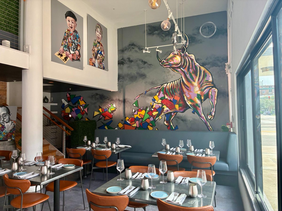 Located at 501 Fern Street, Suite 104, Fern Restaurant pairs incredible food with equally impressive art. 🎨✨ Don’t miss the striking mural in the main dining room, created by artist Anthony Hernandez, a true standout in the space. 

#MuralMonday
#wpbARTS 
#ThePalmBeaches