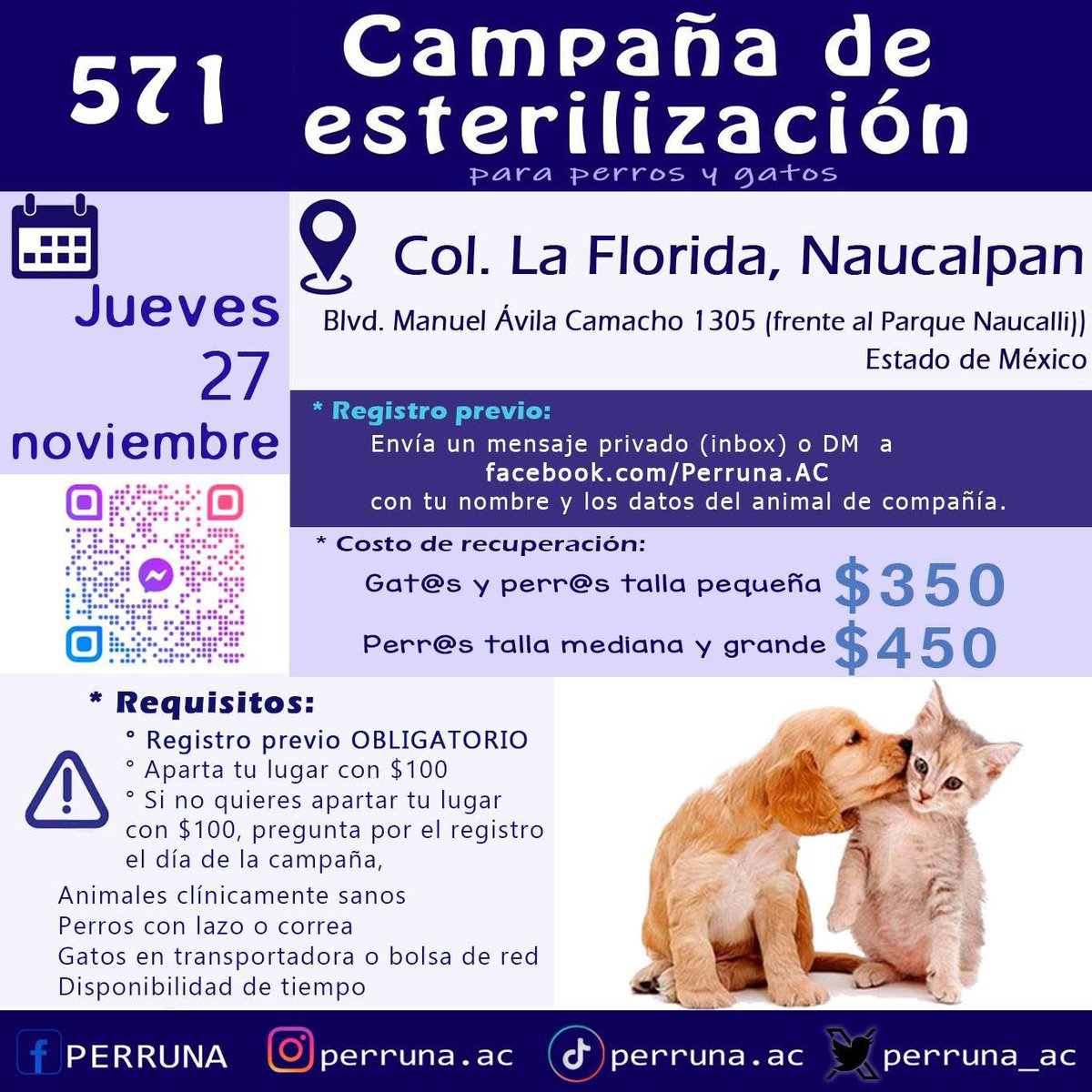 perruna_ac's tweet photo. Campaña de esterilización a bajo costo 

IMPORTANTE: Se atenderá ÚNICAMENTE con REGISTRO PREVIO.

#Satélite #EdoMex 

#esteriliza #vacuna #desparasita https://t.co/Czi9bg9PDe