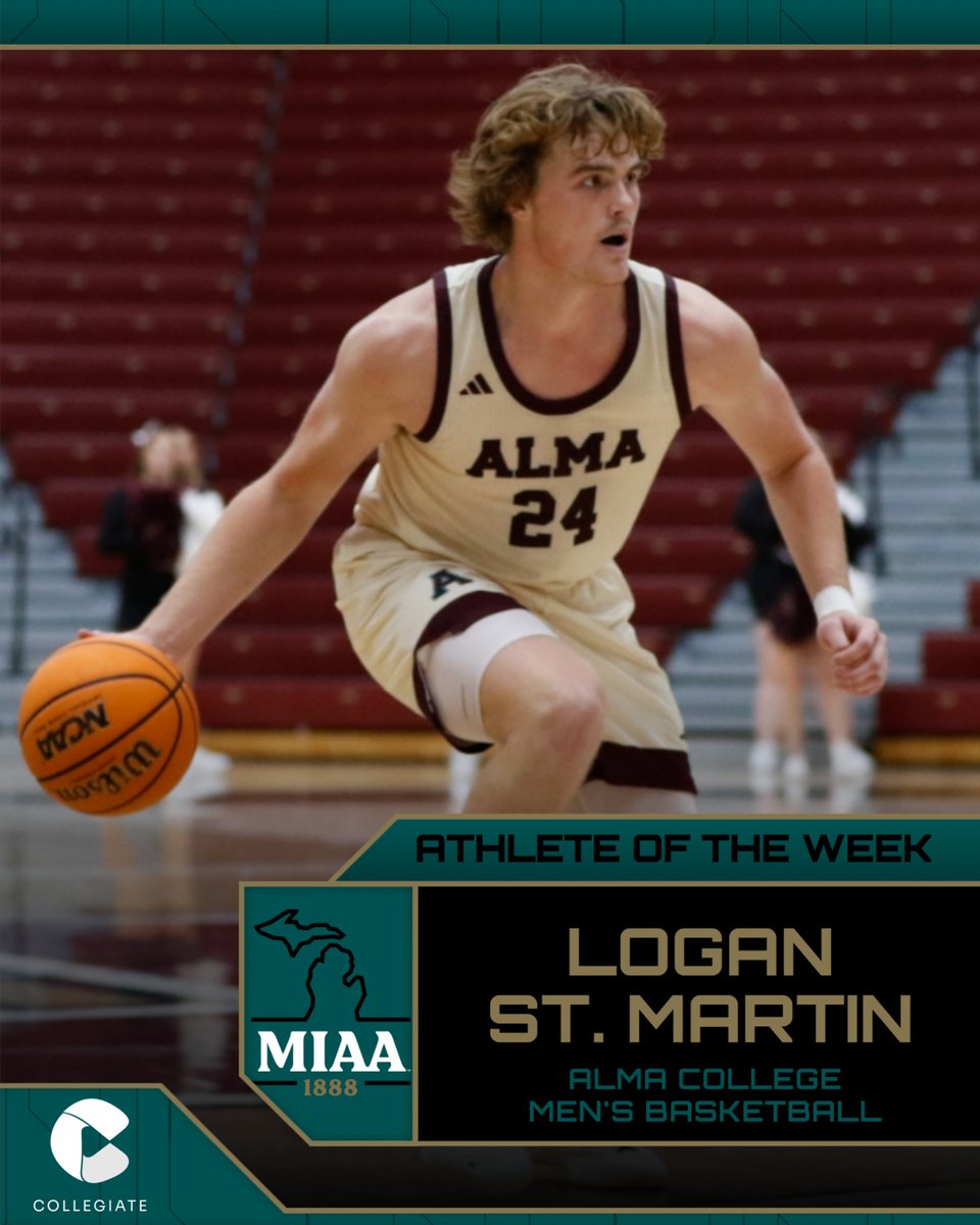 MIAA1888's tweet photo. #D3MIAA Basketball Athletes of the Week | November 24, 2025 🏀

Men's:
Logan St. Martin, @AlmaScots 

Women's:
Anna Richards, @HopeAthletics 

READ -- https://t.co/dPU7uaZV6X

#MIAAbasketball #GreatSince1888 https://t.co/FTsog6c2oX