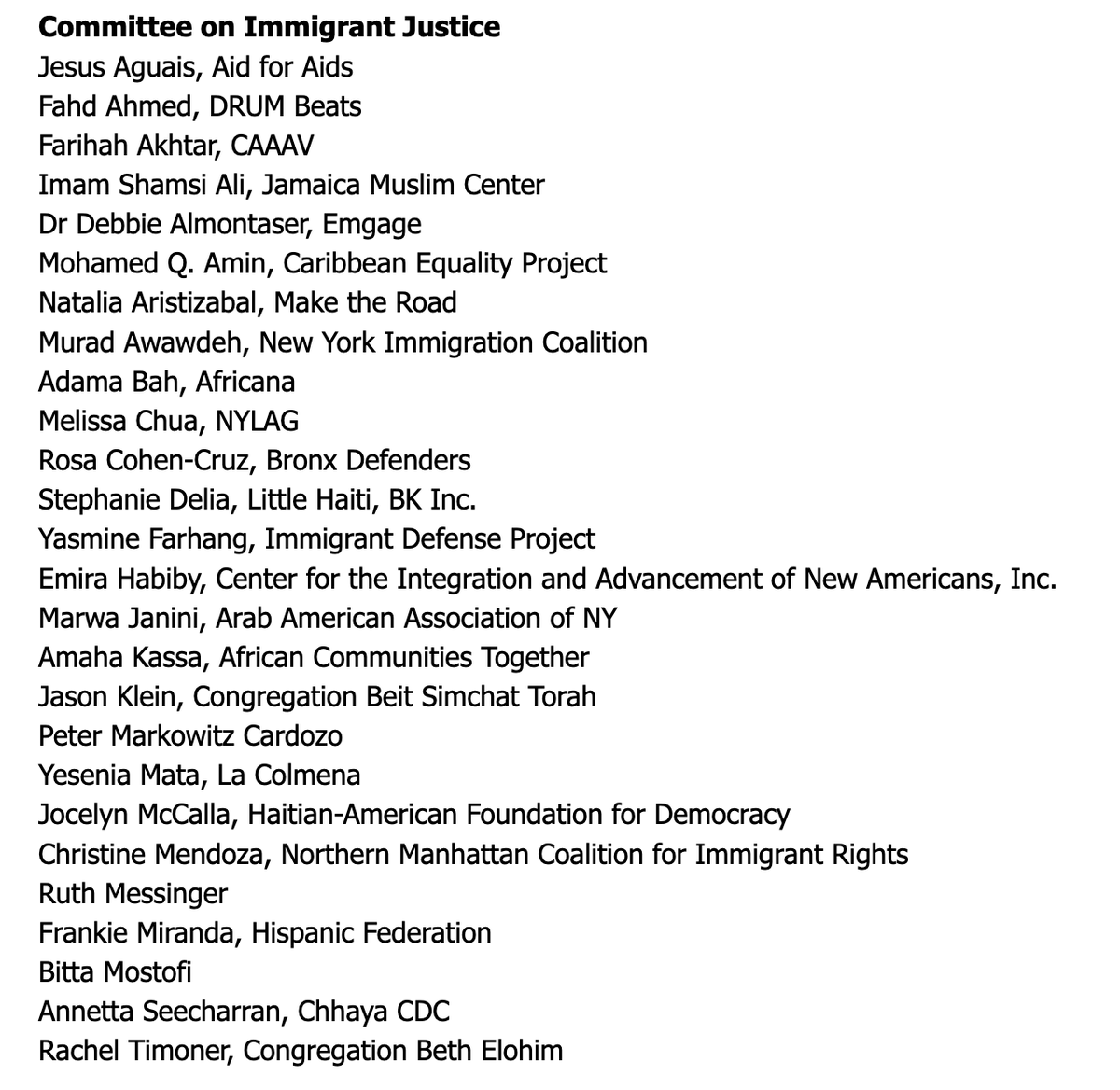 Committee on Immigrant Justice