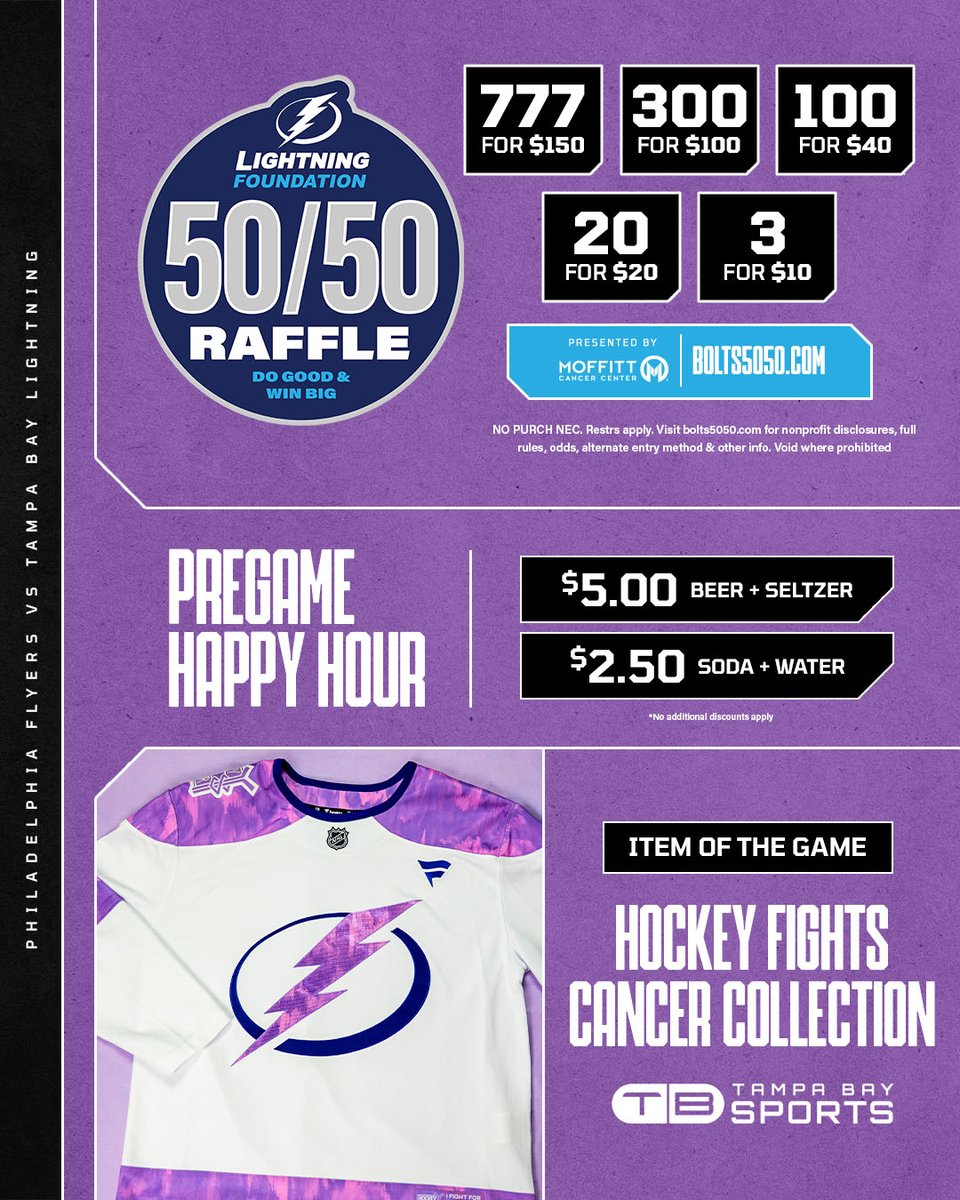 TBLightning's tweet photo. Everything we have for #BoltsFightCancer Night⤵️

Arrive early and help us cheer on survivors and honor those that have been impacted by cancer! https://t.co/UXUCeClZ4B
