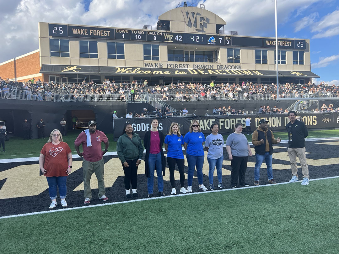 wsfcs's tweet image. Shout out to Wake Forest University for honoring our teachers, including the educators in our Teacher Residency Program. Awesome game! Ready to start your education career? Join the next cohort of the Teacher Residency Program! wsfcs.k12.nc.us/page/teacher-r… #WSFCS @WakeForestUniversity