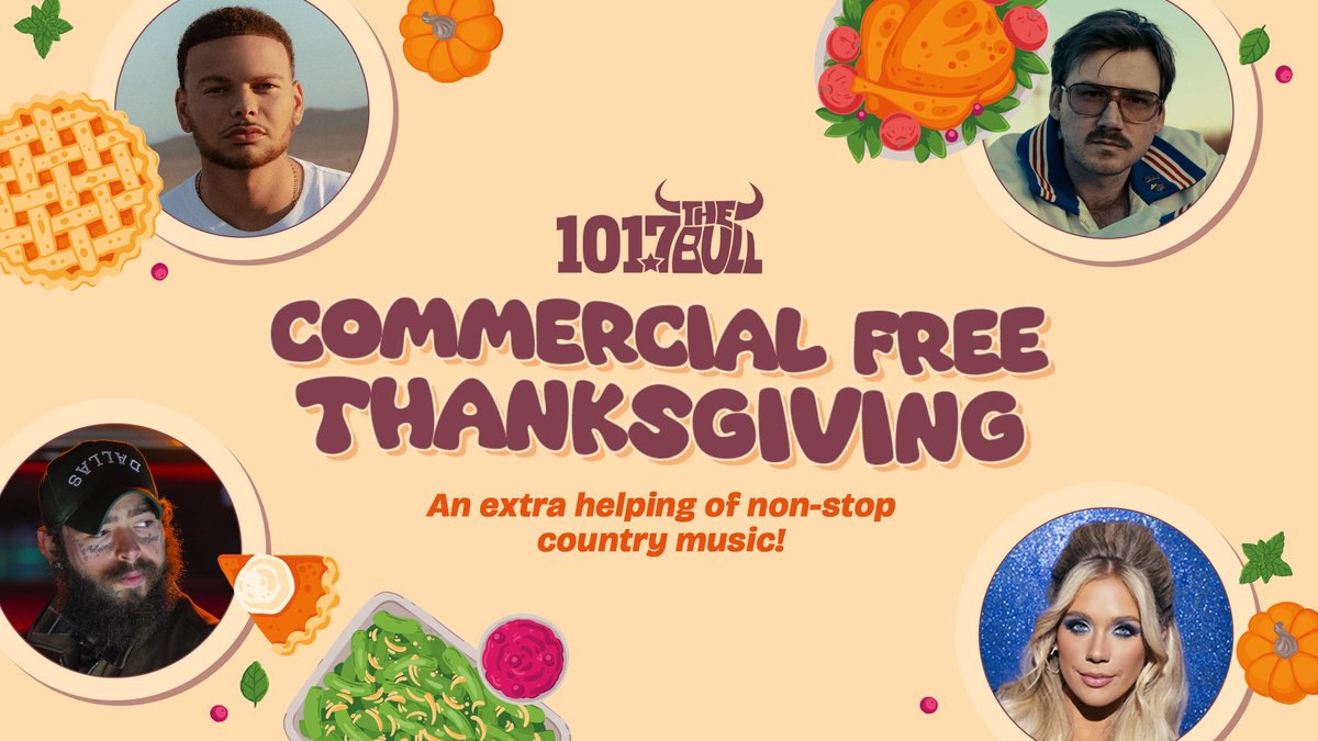 Happy Thanksgiving! 🍗🥧 Gobble up an extra helping of non-stop hit country music all day long on 101.7 The Bull. 🍽️  Listen on the free iHeart app and take us with you everywhere you go! 🎶

📲 thebull1017.com/listen