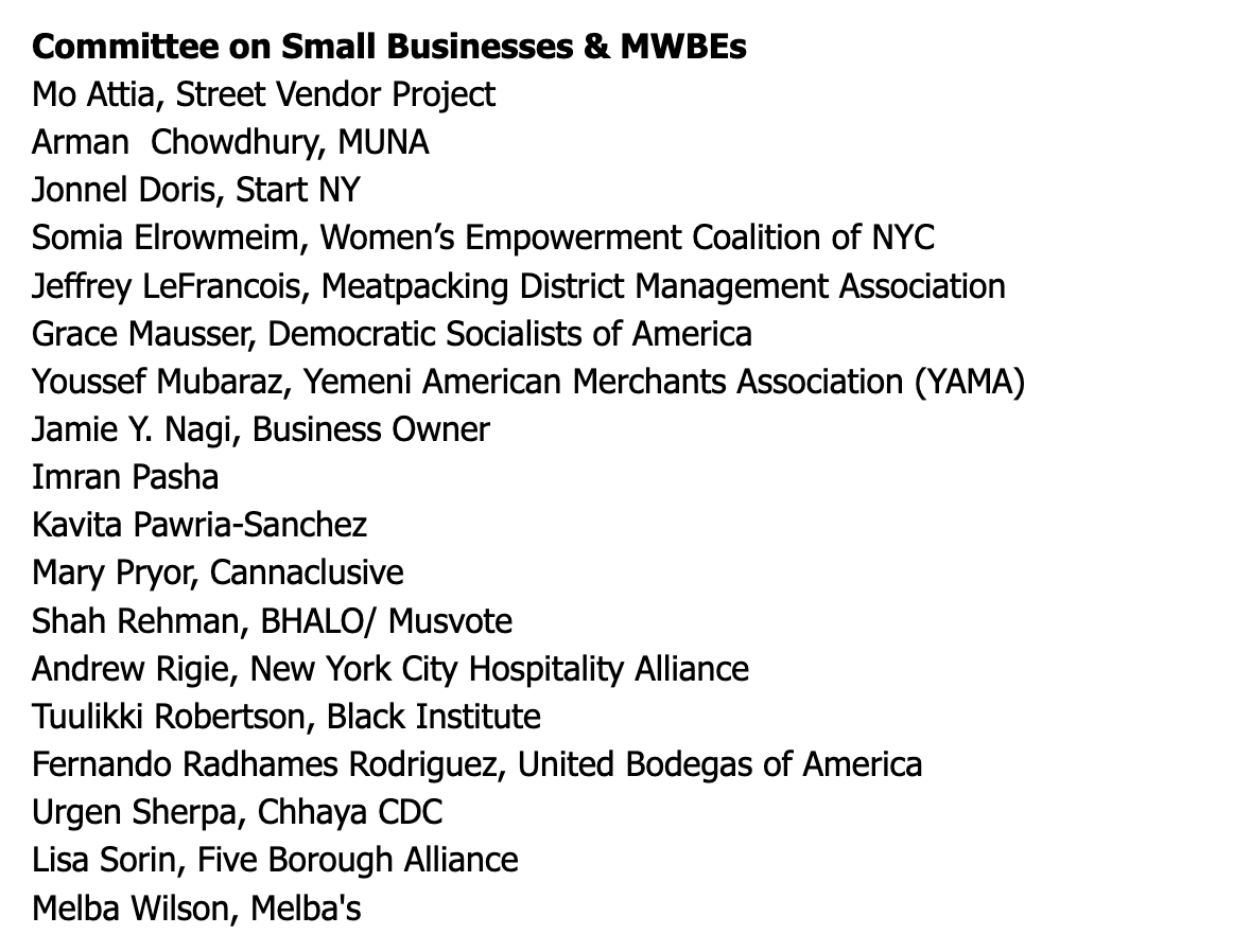 Committee on Small Businesses &amp; MWBEs