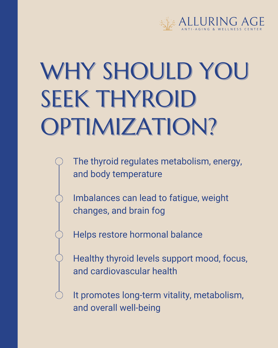 alluring_age's tweet photo. Your thyroid controls energy, metabolism, and focus. When it’s off, everything feels off. Optimizing it helps you feel clear, balanced, and energized. #ThyroidHealth #AlluringAge https://t.co/JssrKXRBLg