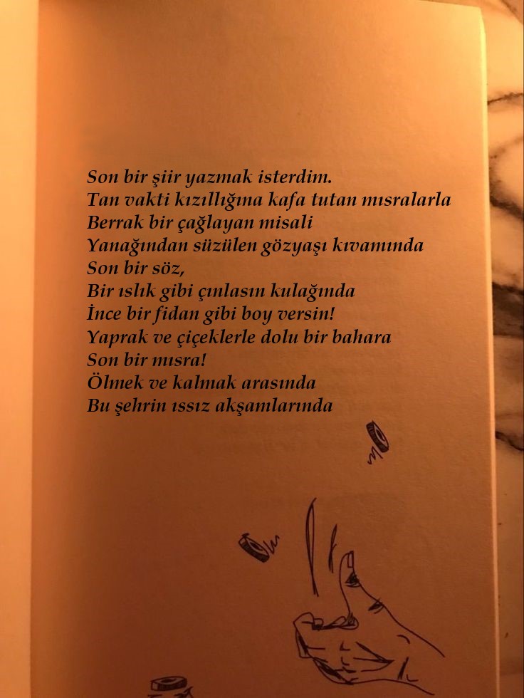 HanAKCADAG's tweet photo. 🍁🍂
Son bir şiir yazmak isterdim, 
Tan vakti kızıllığına kafa tutan mısralarla 

Son bir söz, 
Bir ıslık gibi çınlasın kulağında

 #HanAKÇADAĞ 
#HepYarımKalacaksın 
#MelankolikDüşler 
#CanrubaMısralar https://t.co/4KZ8rbqMyF