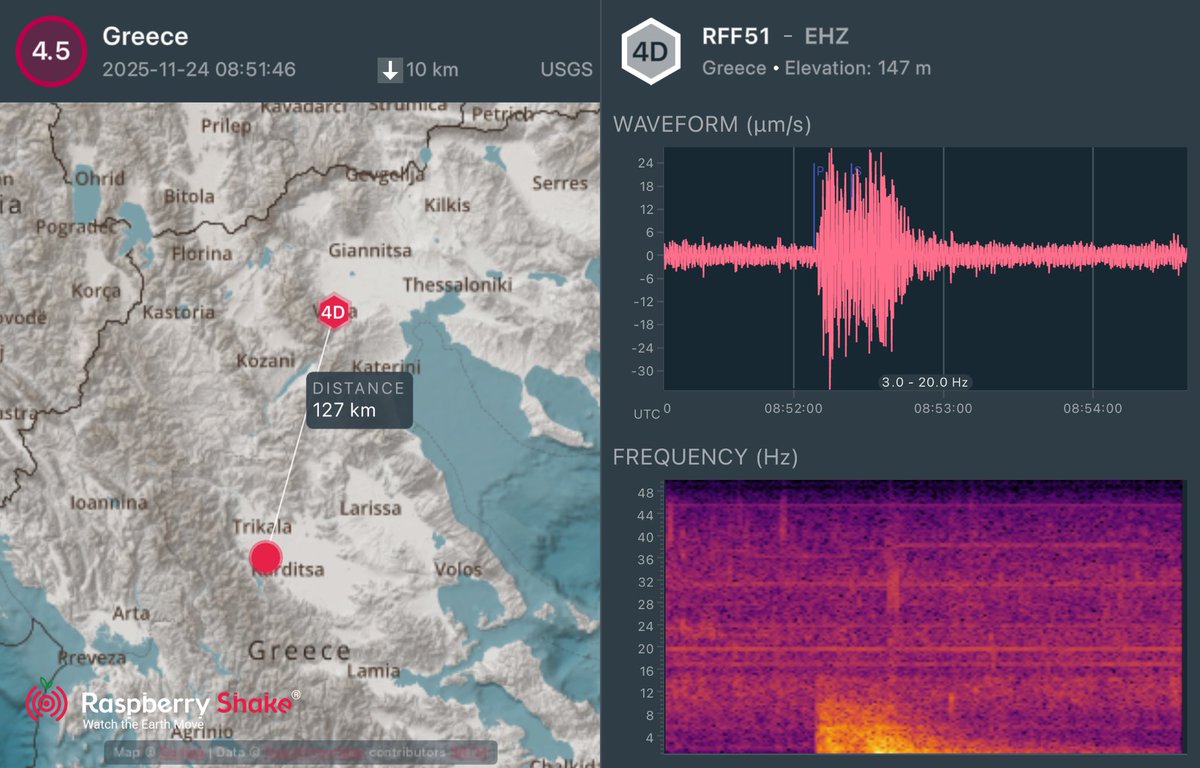 geobikas's tweet image. #Earthquake recorded on the #RaspberryShake #CitizenScience seismic network. See what&apos;s shaking near you with the @raspishake #ShakeNet mobile app