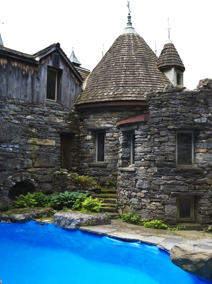 Wing's Castle in New York, an ownerr-built castle B&amp;B with a swimming pool moat that runs through the middle of it. Now rethinking my moat designs for the Tamburn Castle.