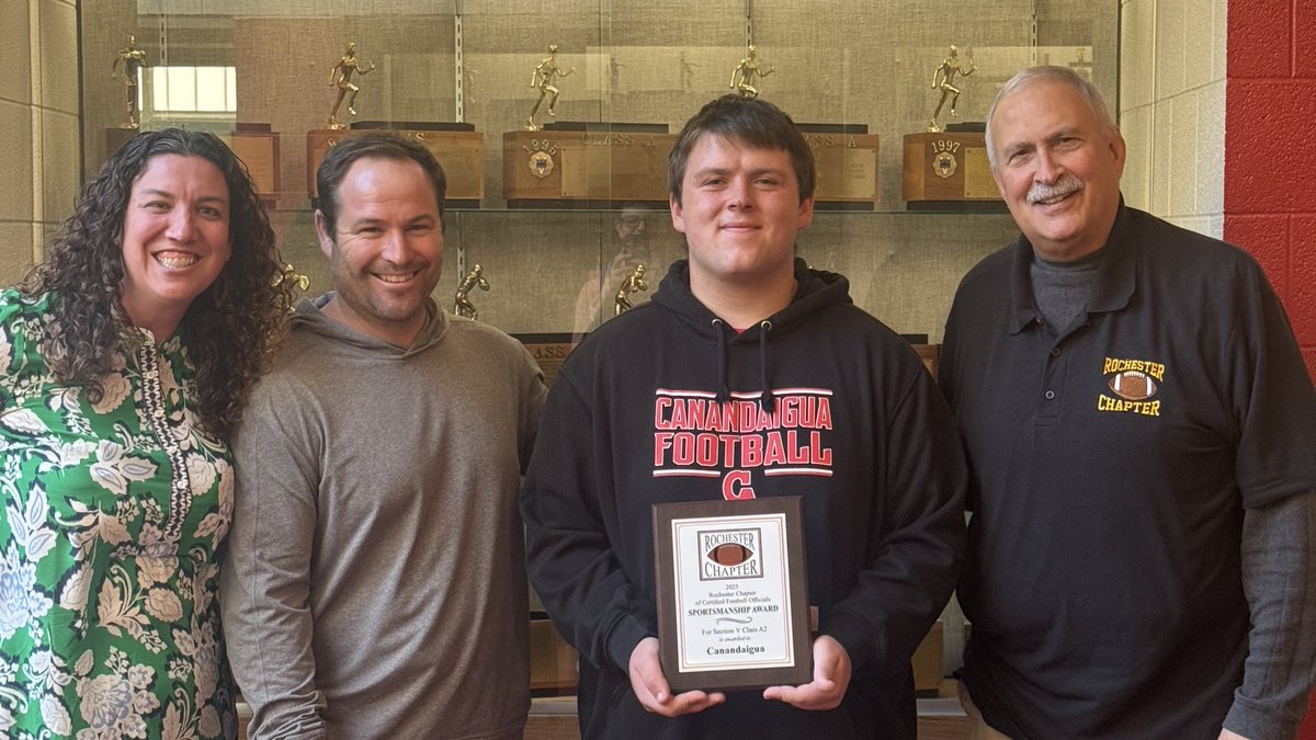 Congratulations to our football team for being honored by the officials association as the Class A2 Sportsmanship Award Winner! We are #CanandaiguaProud!