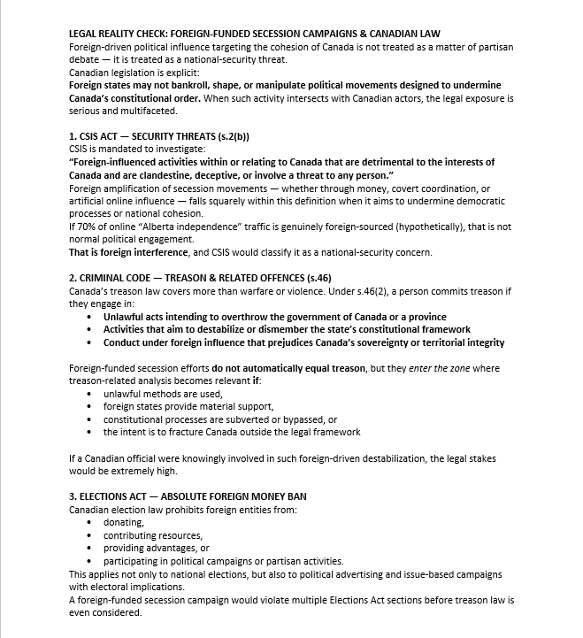 SRAntiFascism's tweet image. 2/2Under #Canada’s Criminal Code
any attempt to destabilize sovereignty&amp;amp;
fracture constitutional order
through foreign interference, unlawful 
political manipulation is treated as a serious 
national-security offence.
Which demands criminal investigation
into #DanielleSmith&amp;amp; #UCP