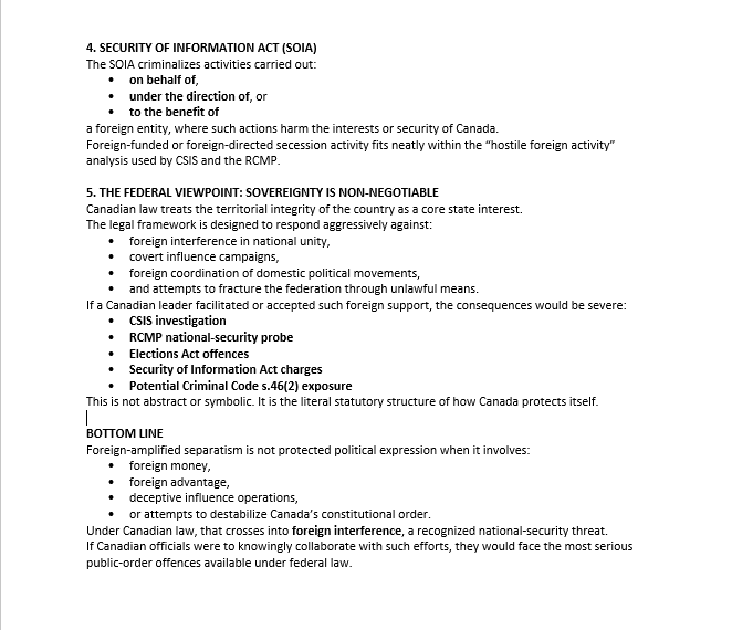 SRAntiFascism's tweet image. 2/2Under #Canada’s Criminal Code
any attempt to destabilize sovereignty&amp;amp;
fracture constitutional order
through foreign interference, unlawful 
political manipulation is treated as a serious 
national-security offence.
Which demands criminal investigation
into #DanielleSmith&amp;amp; #UCP