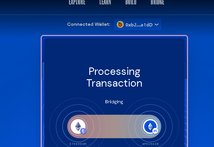 WEB3Z00M's tweet photo. been bridging on @ApeChainHUB for about 1 1/2 hrs now, can anyone help? https://t.co/gFkjaPSYYv
