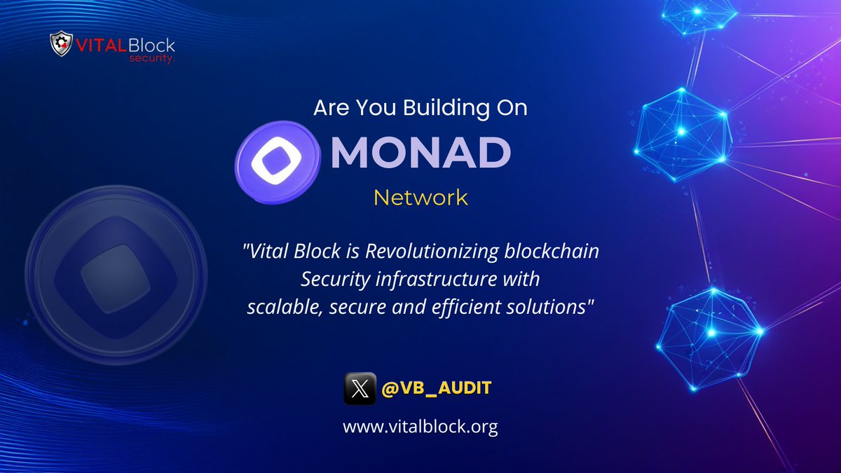 VB_Audit's tweet image. 🎉 Huge Congratulations to the entire @monad team on a successful Mainnet launch!

A massive milestone for scalability, performance, and the future of high-speed blockchain innovation. 🚀🔥

As builders rush to innovate on Monad’s lightning-fast ecosystem, security must scale…