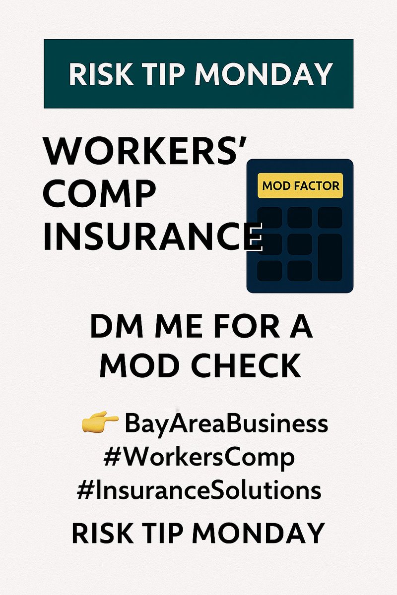 Insuranceoasis's tweet image. 𝗥𝗶𝘀𝗸 𝗧𝗶𝗽 𝗠𝗼𝗻𝗱𝗮𝘆: 𝗬𝗼𝘂𝗿 𝘄𝗼𝗿𝗸𝗲𝗿𝘀’ 𝗰𝗼𝗺𝗽 𝗺𝗼𝗱 𝗳𝗮𝗰𝘁𝗼𝗿 𝗮𝗳𝗳𝗲𝗰𝘁𝘀 𝘆𝗼𝘂𝗿 𝗽𝗿𝗲𝗺𝗶𝘂𝗺 — 𝗯𝘂𝘁 𝗺𝗼𝘀𝘁 𝗯𝘂𝘀𝗶𝗻𝗲𝘀𝘀 𝗼𝘄𝗻𝗲𝗿𝘀 𝗱𝗼𝗻’𝘁 𝗸𝗻𝗼𝘄 𝘁𝗵𝗲𝗶𝗿𝘀. 👉 𝗗𝗠 𝗺𝗲 𝗳𝗼𝗿 𝗮 𝗾𝘂𝗶𝗰𝗸 𝗺𝗼𝗱 𝗰𝗵𝗲𝗰𝗸.