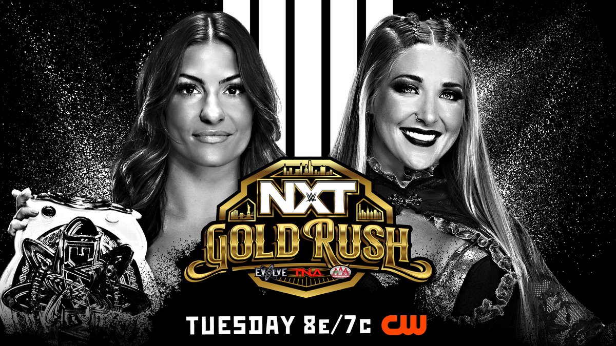 WWENXT's tweet image. 4️⃣ Titles will be on the line TOMORROW during Week Two of #NXTGoldRush!

Which Championship Match are you looking forward to the most?! 👀

📺 8e/7c on @TheCW