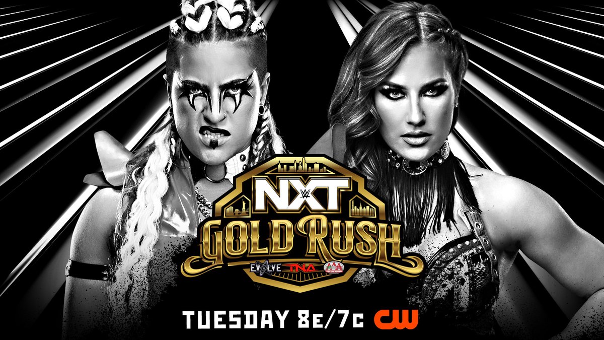 WWENXT's tweet image. 4️⃣ Titles will be on the line TOMORROW during Week Two of #NXTGoldRush!

Which Championship Match are you looking forward to the most?! 👀

📺 8e/7c on @TheCW