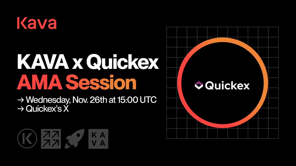 KAVA_CHAIN's tweet image. Join us for an AMA with @QuickEx_Tweets this Wednesday @ 10 AM ET.

Expect insights, alpha, and a closer look at how QuickEx supports the Kava ecosystem.

Set reminders: x.com/i/spaces/1rmxP…