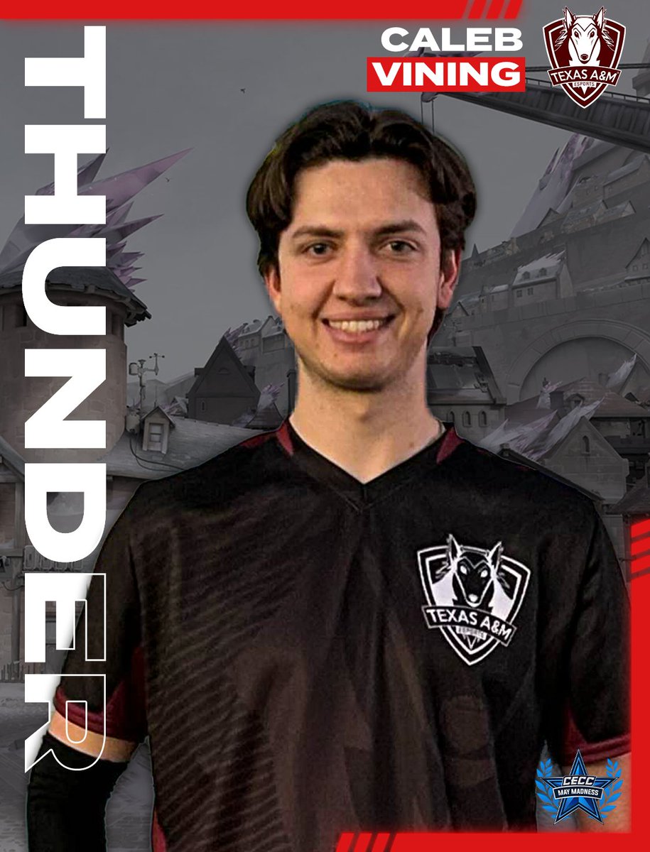 EsportsUGaming's tweet photo. ⚡ PLAYER SPOTLIGHT: Thunder (@TAMUEsports)

From Aggie football fandom to locking down sites in VALORANT, Caleb Vining proves Sentinels really do anchor the team. 🎯
Civil engineer by day, Cypher main by trade.
#CECCMayMadness #CollegeEsports #Valorant #EsportsU https://t.co/fHKxRS0dvt