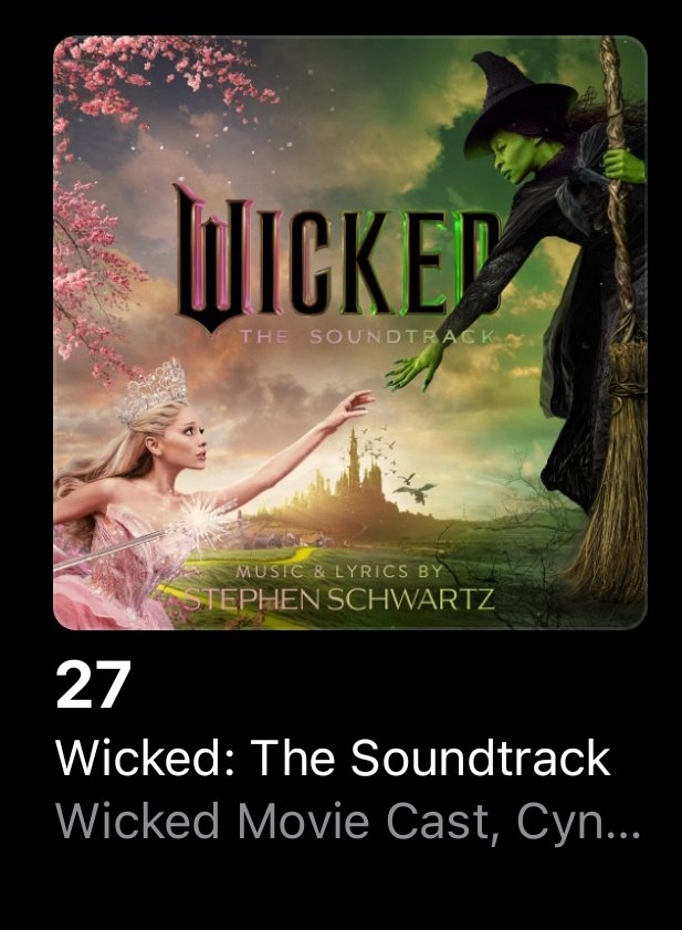 AGHungary's tweet photo. 🇭🇺 Apple Music Legnépszerűbb Albumok:

#13 — Wicked: For Good - The Soundtrack
#27 — Wicked: The Soundtrack https://t.co/zTaDI2gIE9