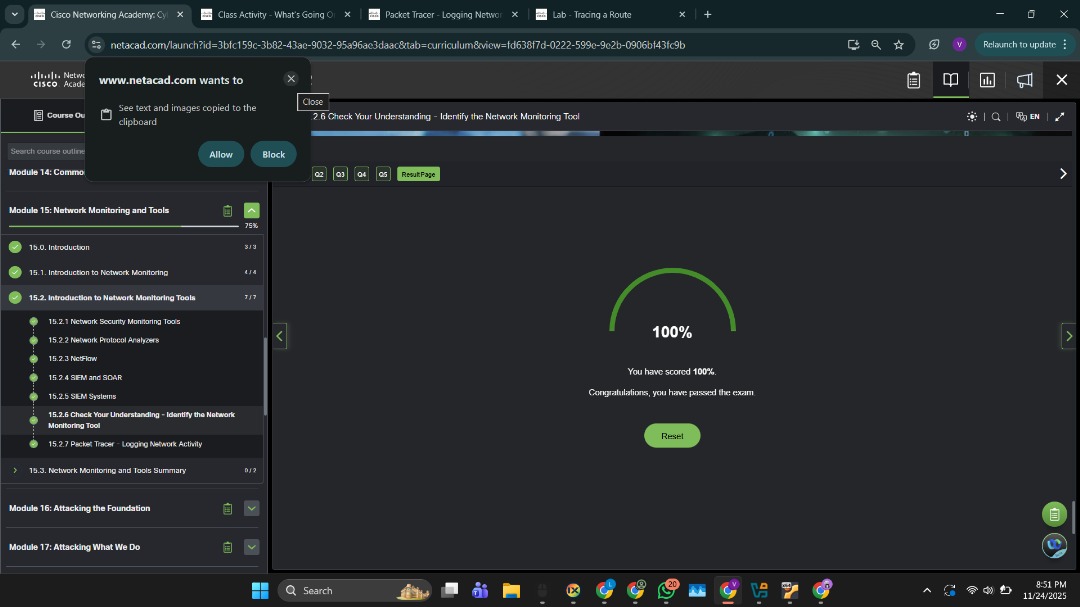 victoriamoses25's tweet image. Day 55 of my 100 Days of Cybersecurity Today, I studied modules 14 and 15 of the CyberOps course. I didn&apos;t get the Cyblack internship mail, I&apos;m sad, but we move.
#100DaysofCybersecurity 
@TemitopeSobulo @skyletmoringa  @cyberjeremiah @ireteeh @_DeejustDee @Just01100