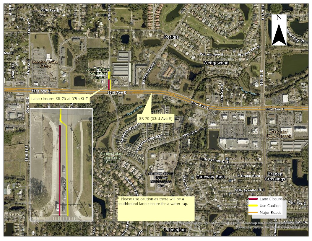 ManateeGov's tweet image. 🚧 Road Work Notice 🚧

On Dec. 3rd, between the hours of 9am – 3:30pm, Manatee County requires a southbound single lane closure for a water main connection on 37th St E just north of the SR 70 intersection.

✅ Please continue to use caution, watch for crews and equipment, and…