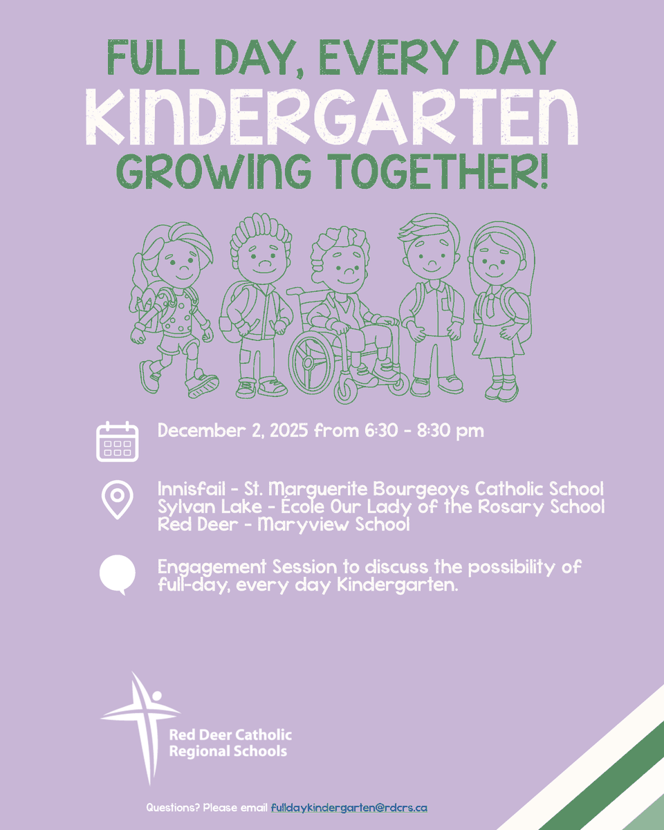 rdcrs's tweet image. We are exploring the possibility of full-day, every-day kindergarten! 

Join us Dec 1 (Online) or Dec 2 (In-Person) to learn more and share your thoughts.

🔗 rdcrs.ca/engagement-ses…

#WeAreRedDeerCatholic #FullDayKindergarten