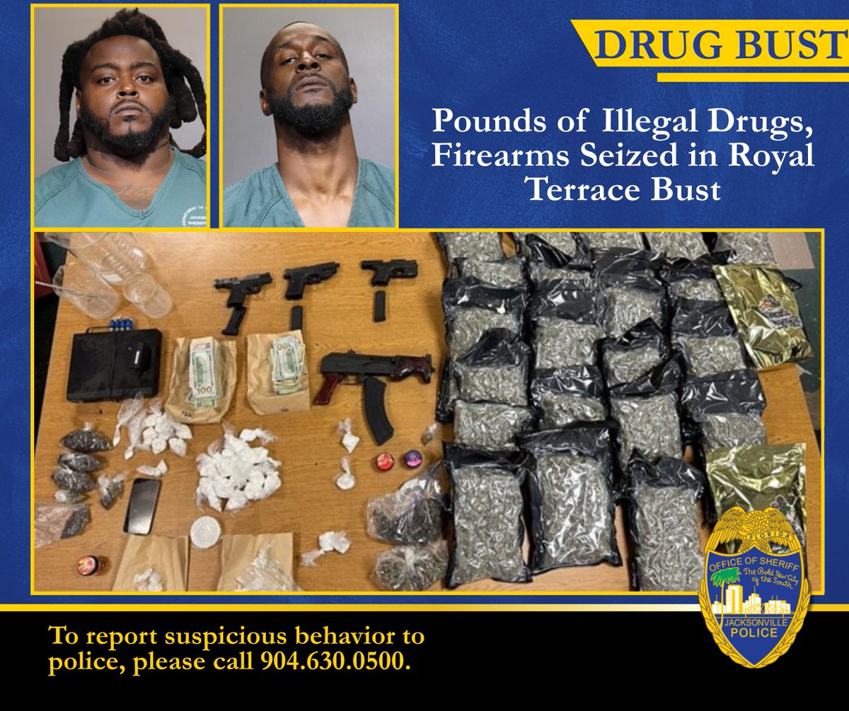 JSOPIO's tweet image. 𝐏𝐎𝐔𝐍𝐃𝐒 𝐎𝐅 𝐈𝐋𝐋𝐄𝐆𝐀𝐋 𝐃𝐑𝐔𝐆𝐒, 𝐅𝐈𝐑𝐄𝐀𝐑𝐌𝐒 𝐒𝐄𝐈𝐙𝐄𝐃 𝐈𝐍 𝐑𝐎𝐘𝐀𝐋 𝐓𝐄𝐑𝐑𝐀𝐂𝐄 𝐁𝐔𝐒𝐓
Two convicted felons are facing more felony charges after our Narcotics detectives uncovered several pounds of illegal drugs inside a house in the Royal Terrace area…