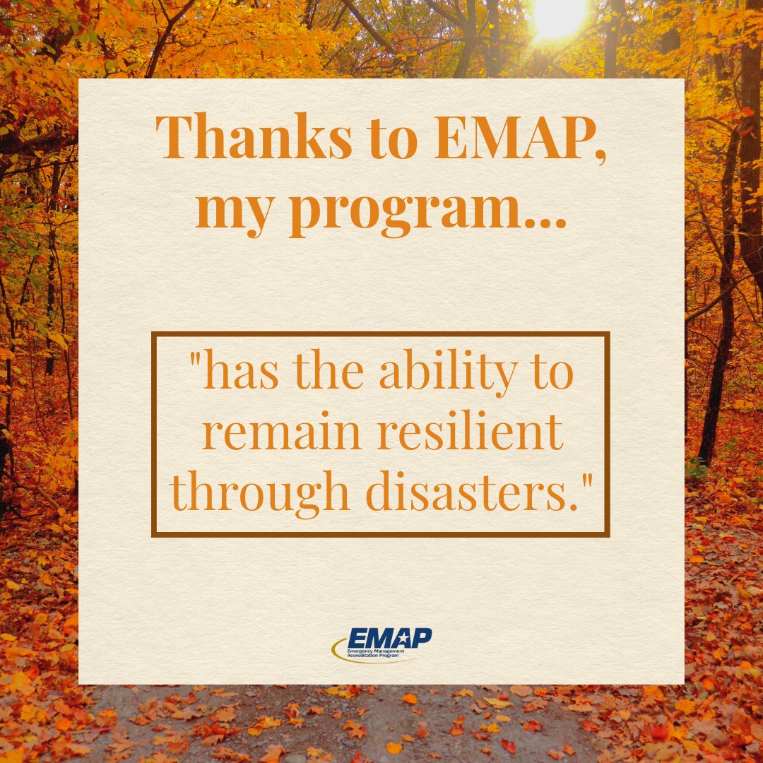 EMAP_US's tweet image. For Thanksgiving week, we are highlighting what programs are thankful for about EMAP. When asked, “Thanks to EMAP, my program…,” programs shared gains in resilience, planning, training, standards, and policy guidance. #EMAP #Thankfulness #EMGTwitter