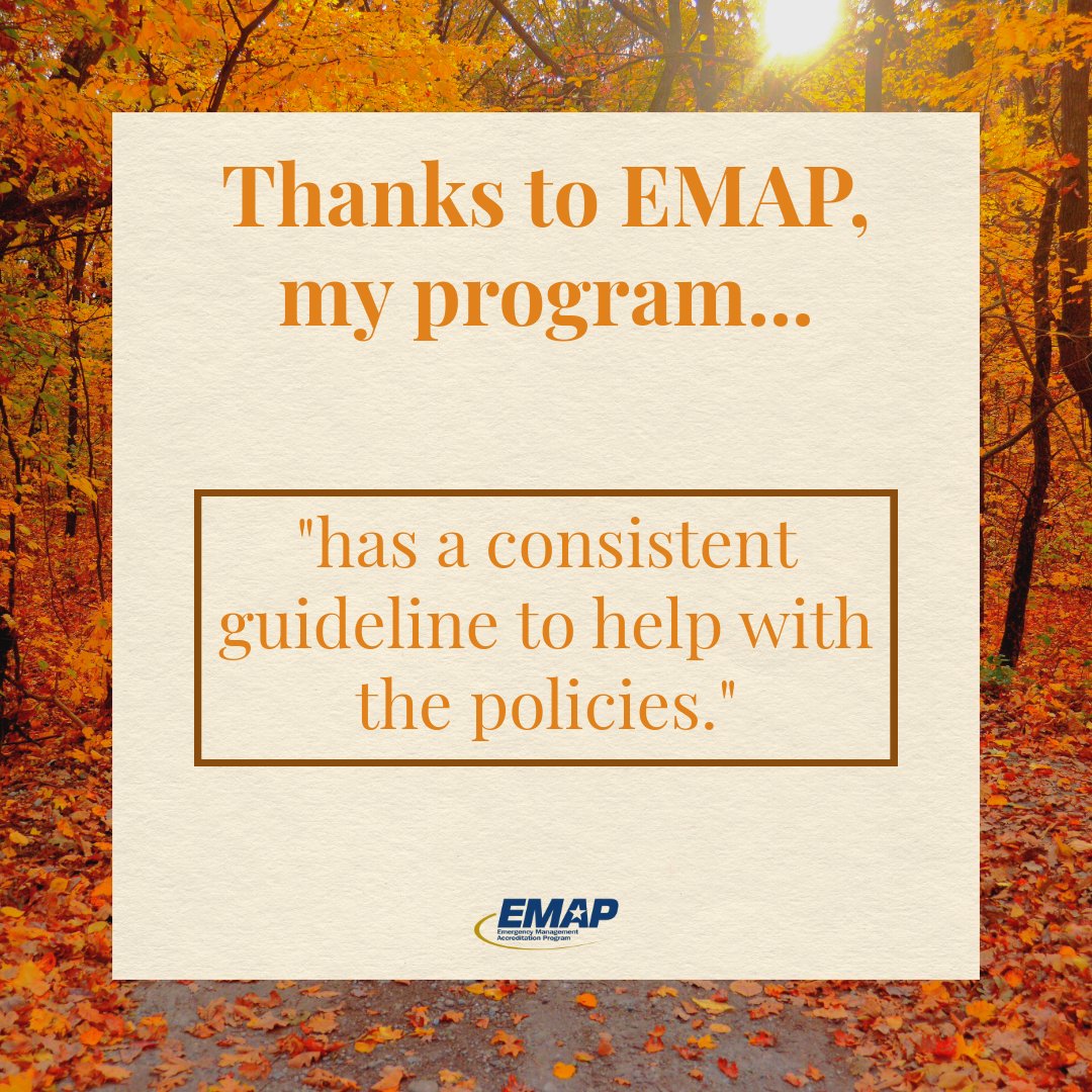 EMAP_US's tweet image. For Thanksgiving week, we are highlighting what programs are thankful for about EMAP. When asked, “Thanks to EMAP, my program…,” programs shared gains in resilience, planning, training, standards, and policy guidance. #EMAP #Thankfulness #EMGTwitter